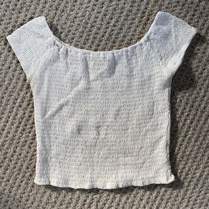 Brandy Melville White Ribbed off the shoulder top